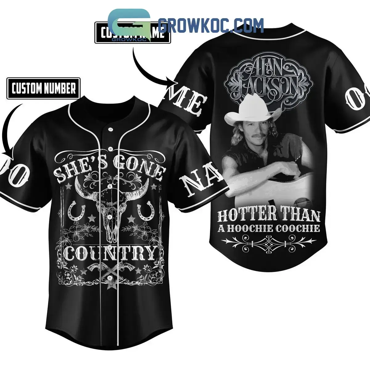 Alan Jackson She's Gone Country Hotter Than A Hoochie Coochie Personalized Baseball Jersey Image