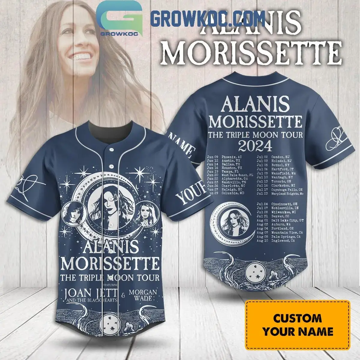 Alanis Morissette The Triple Moon Tour 2024 Personalized Baseball Jersey Image