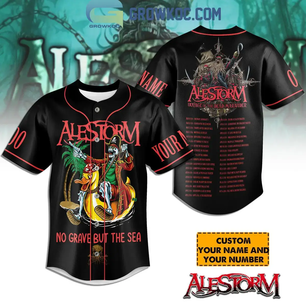 Alestorm Voyage Of The Dead Marauder 2024 Fan Personalized Baseball Jersey Image