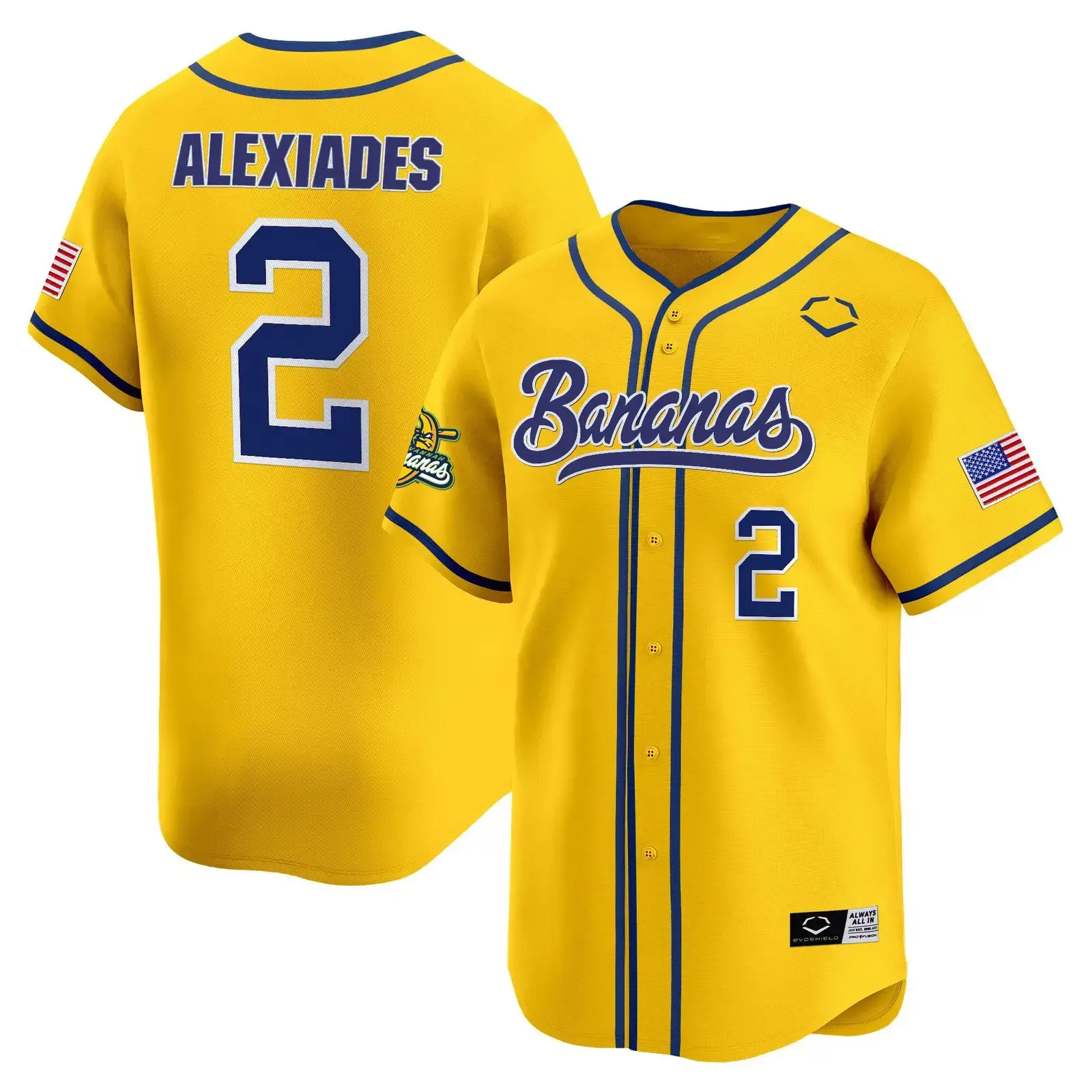 Alexiades Bananas Jersey Baseball Bananas Ball Yellow Jersey Merch Apparel Gifts For Fans Image
