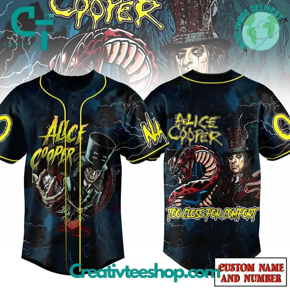 Alice Cooper Too Close For Comfort Baseball Jersey Image