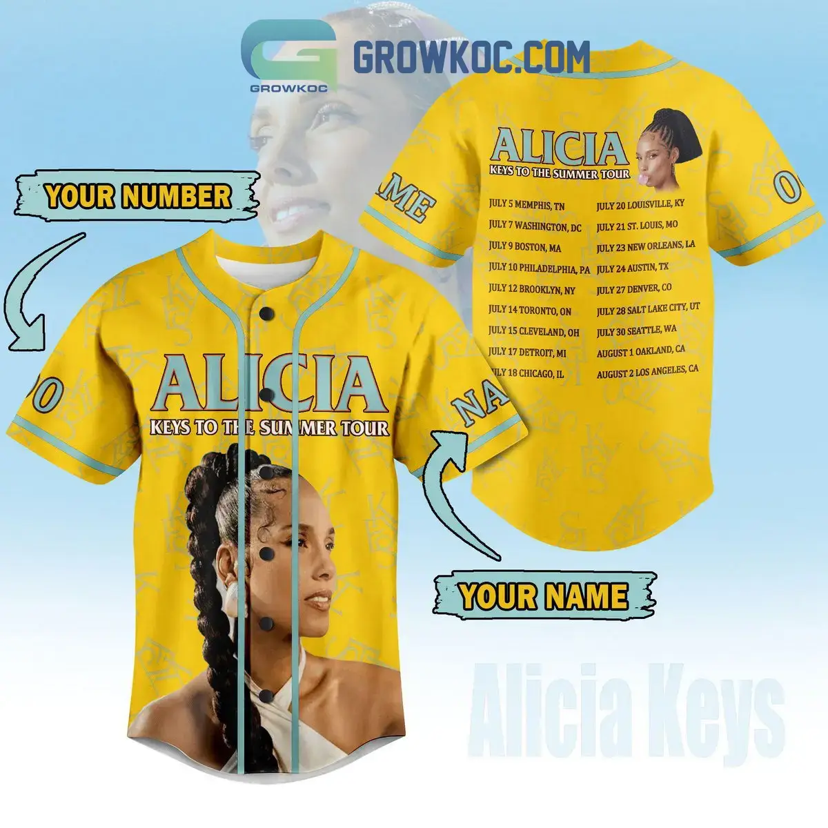 Alicia Keys To The Summer Tour Personalized Baseball Jersey Image