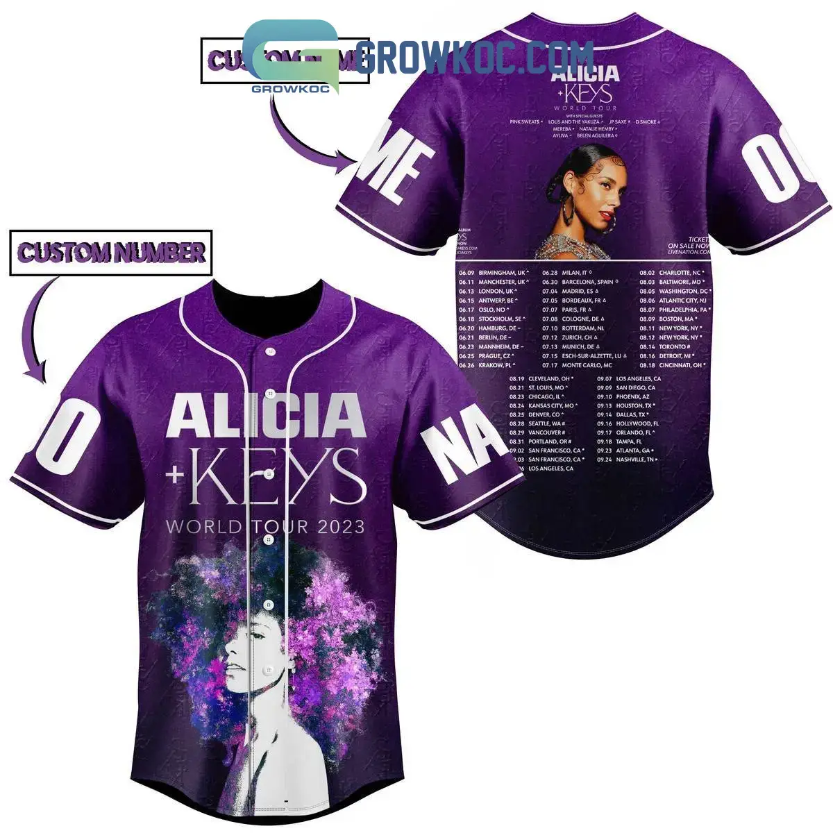 Alicia Keys World Tour 2023 Personalized Baseball Jersey Image