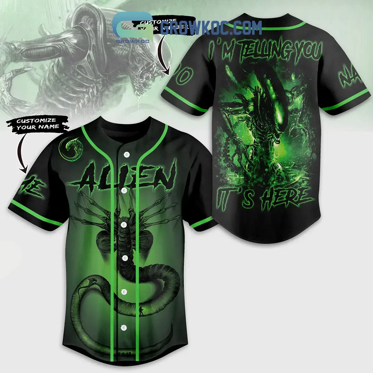 Alien I'm Telling You It's Here Personalized Baseball Jersey Image