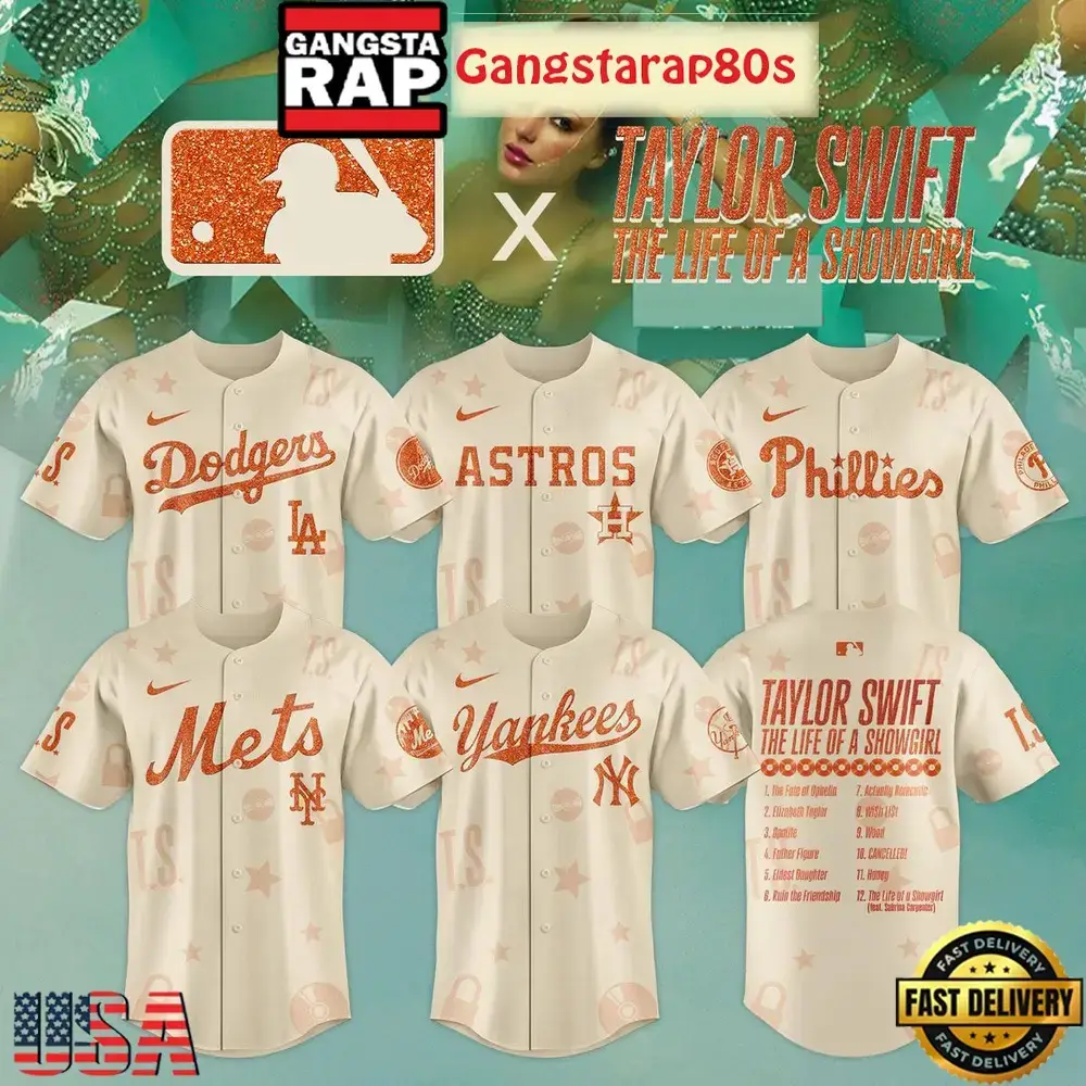 All Team MLB Celebration Taylor Swift New Album 2025 The Life Of A Showgirl Baseball Jersey Image