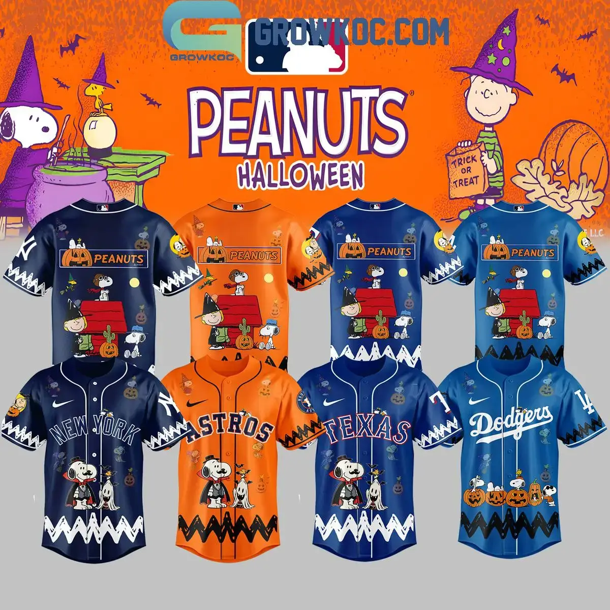All Team MLB Collab Peanuts Halloween Trick Or Treat Jersey Image