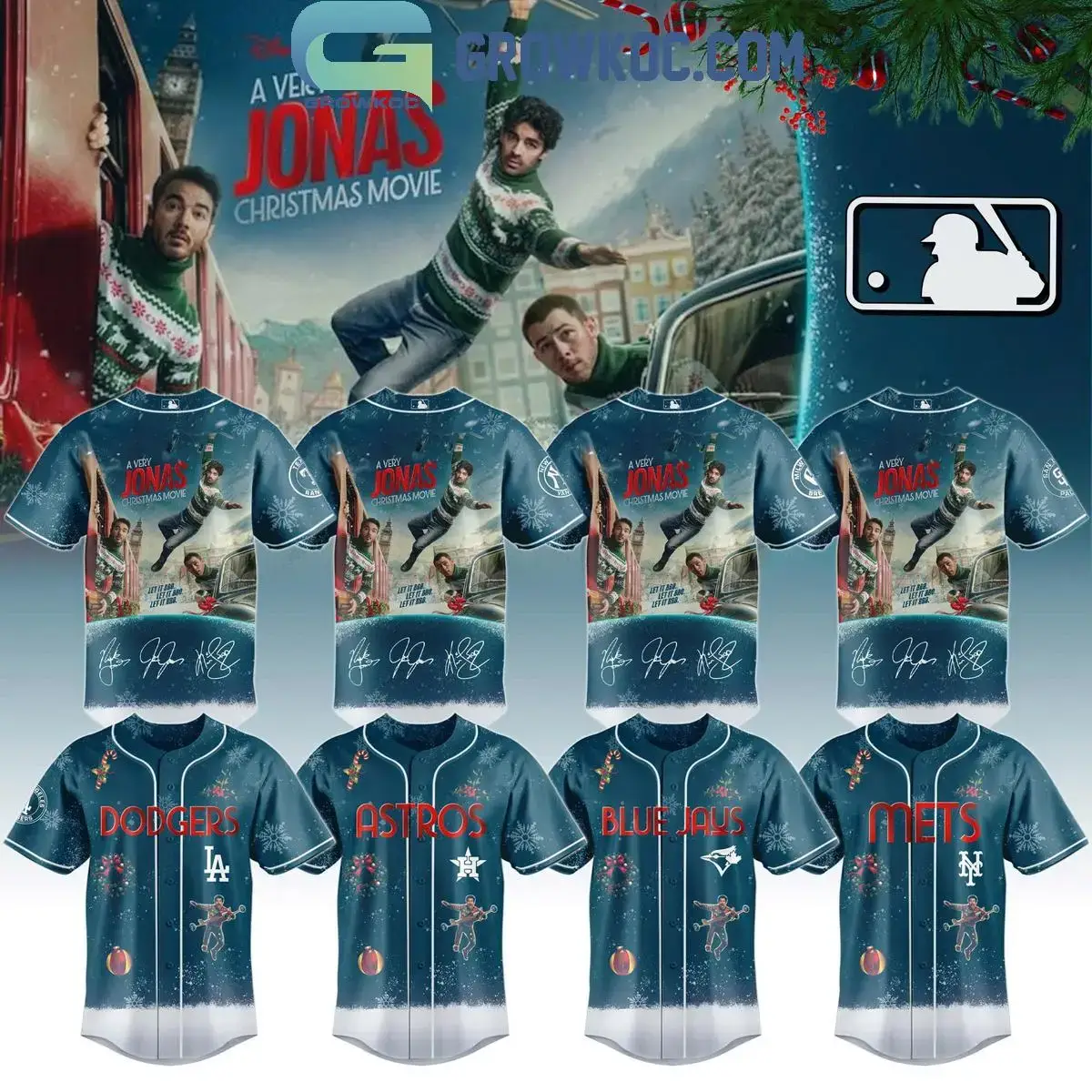 All Team MLB x A Very Jonas Christmas Movie 2025 Baseball Jersey Image