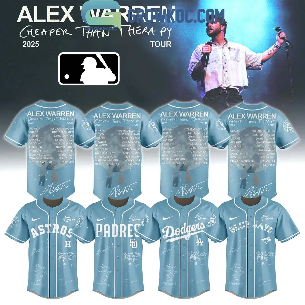 All Team MLB x Alex Warren Tour Blue 2025 Jersey Image
