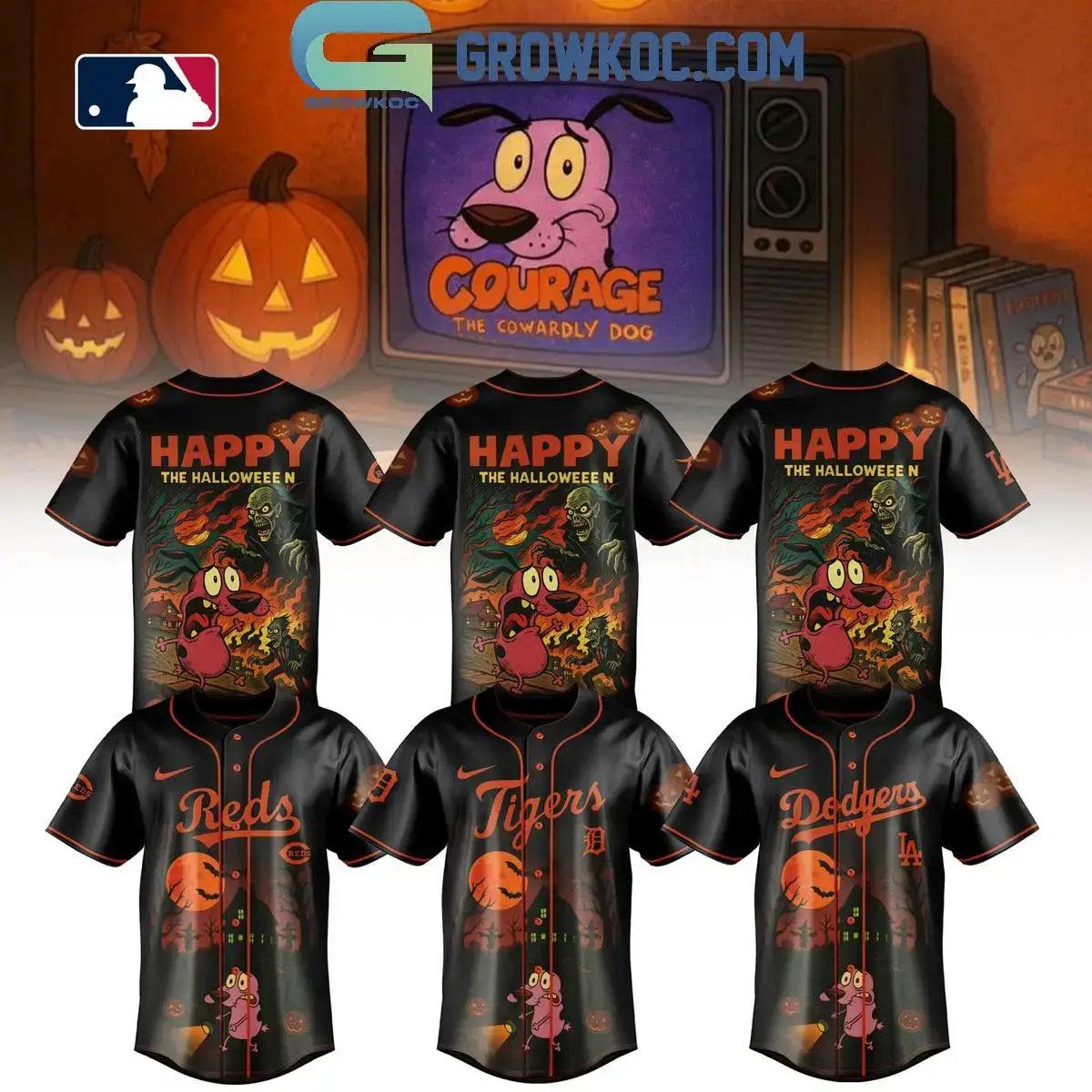 All Team MLB x Courage The Cowardly Dog Halloween Jersey Image
