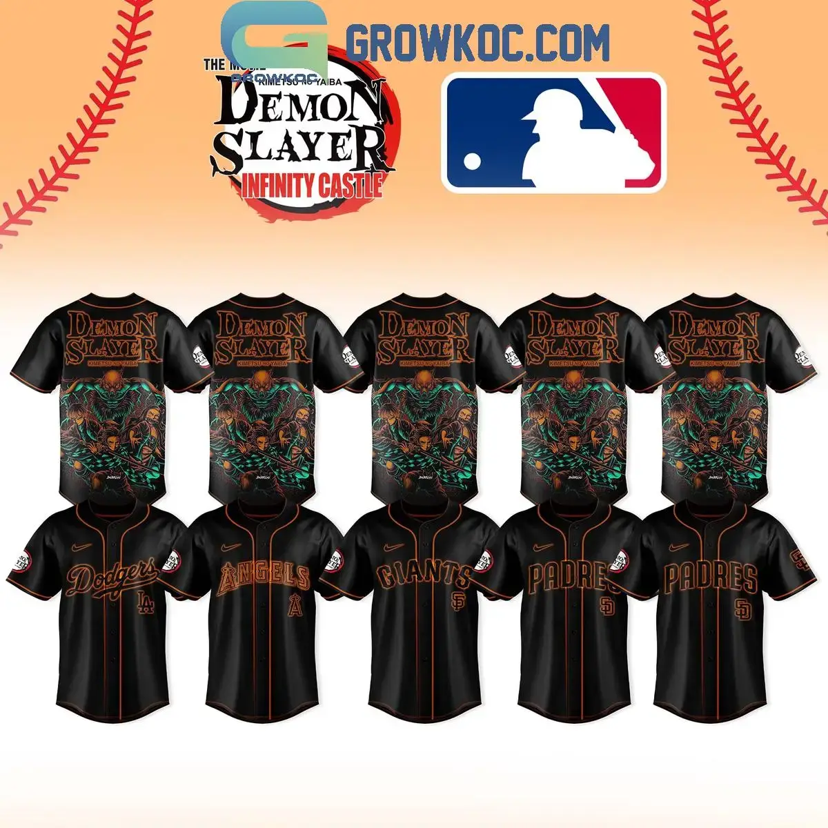 All Team MLB x Demon Slayer Kimetsu No Yaiba Jersey Image