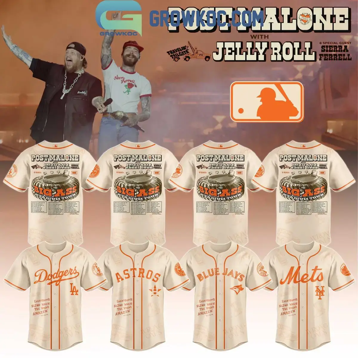 All Team MLB x Post Malone The Big Ass World Tour 2025 Jersey Image