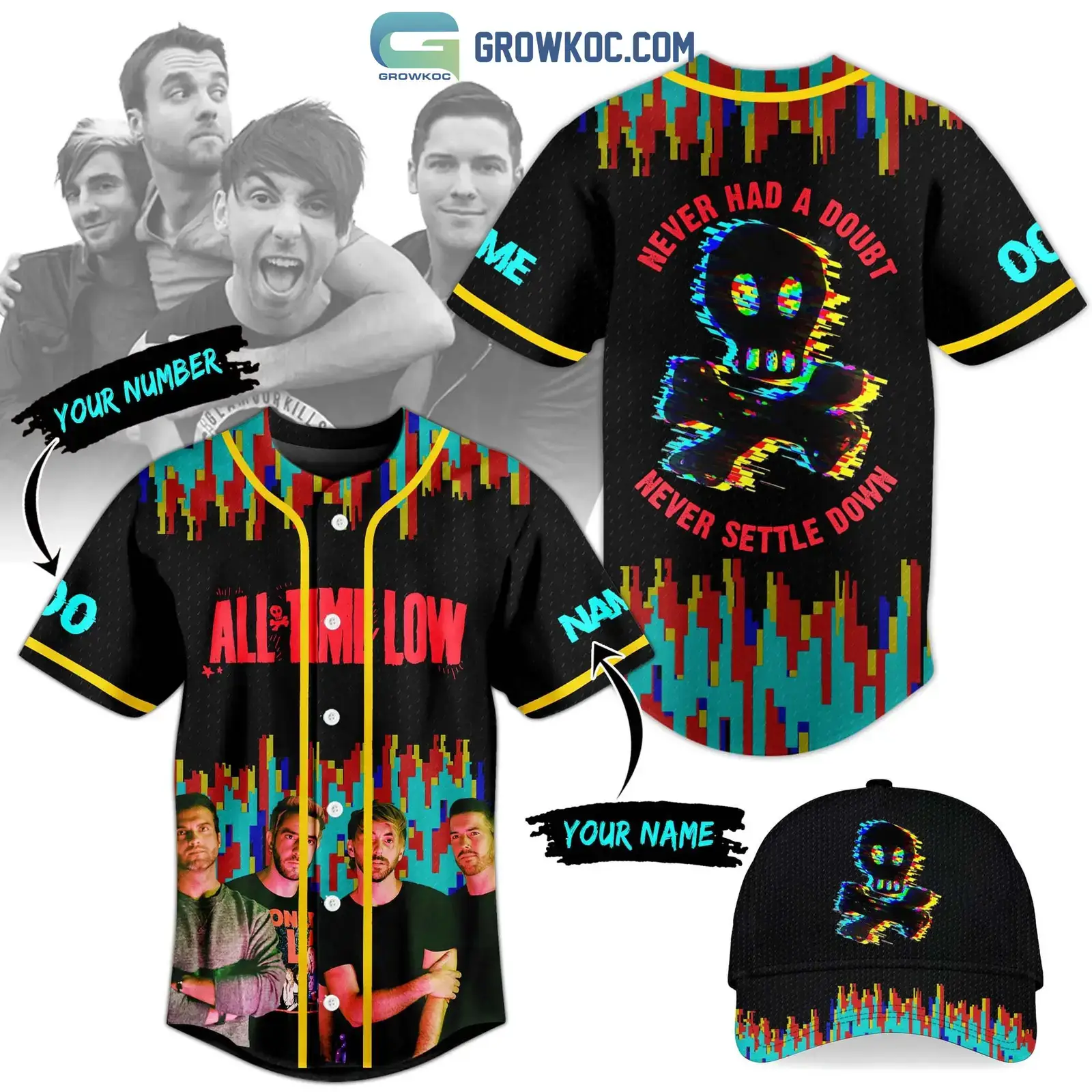 All Time Low Never Had A Doubt Never Settle Down Personalized Baseball Jersey Image