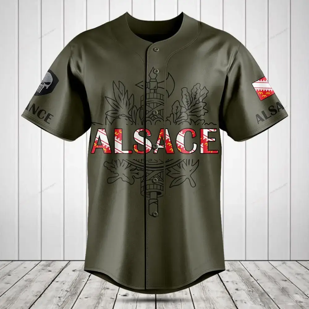 Alsace Heritage Baseball Jersey - Stylish Olive Green Design, Perfect Gift For Fans Image