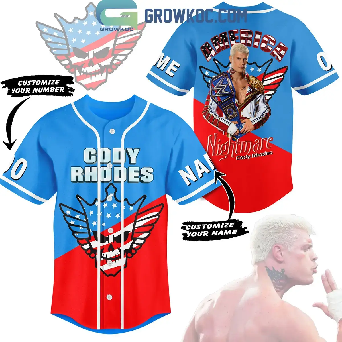 America Flag Cody Rhodes America Nightmare Personalized Baseball Jersey Image