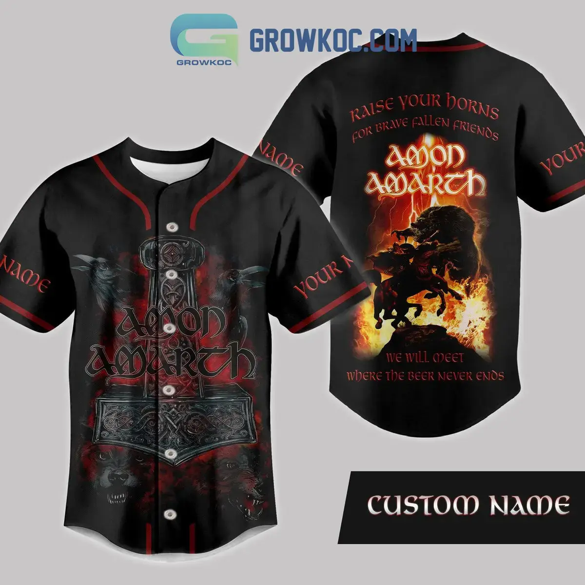 Amon Amarch Raise Your Horns For Brave Fallen Friends Personalized Baseball Jersey Image