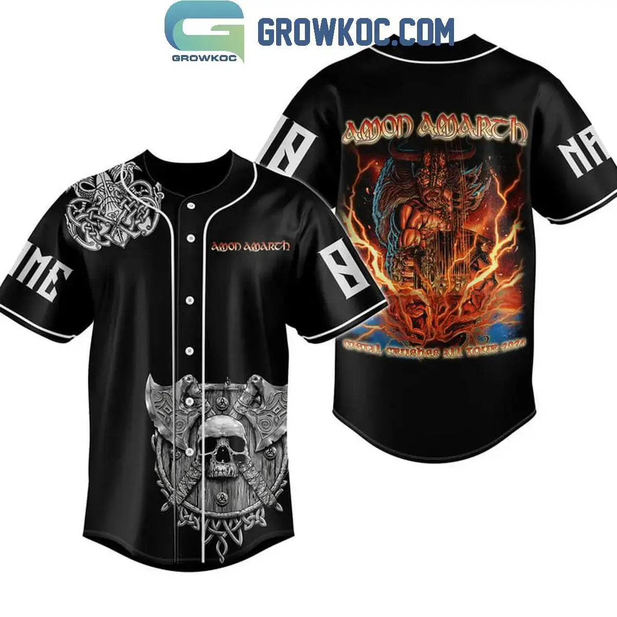Amon Amarth Metal Crushes All Tour 2024 Personalized Baseball Jersey Image