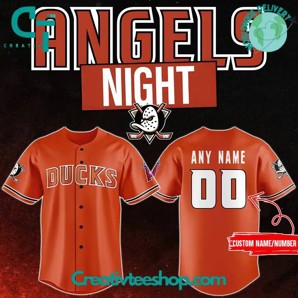 Anaheim Ducks X 2024 Angels Day Orange Baseball Jersey Image
