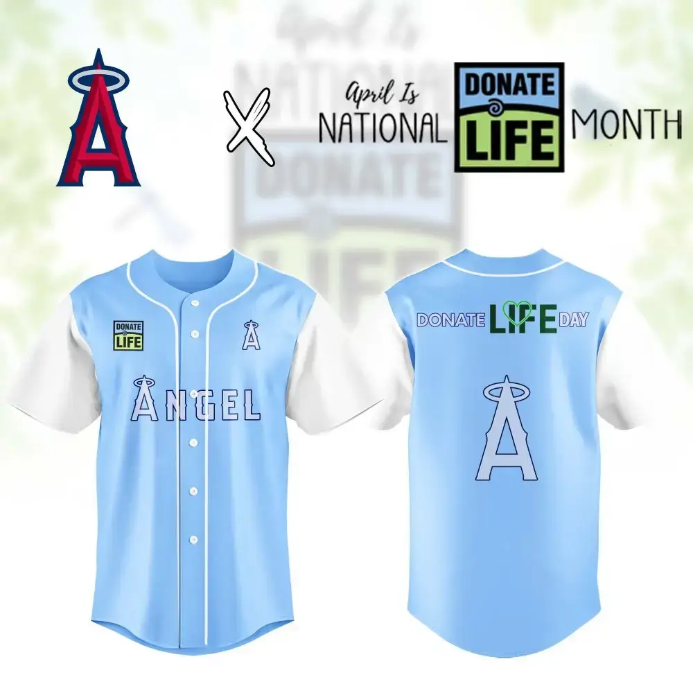 Angel Baseball Jersey - Limited Edition Donate Life Design For National Month - Support & Wear Blue Image