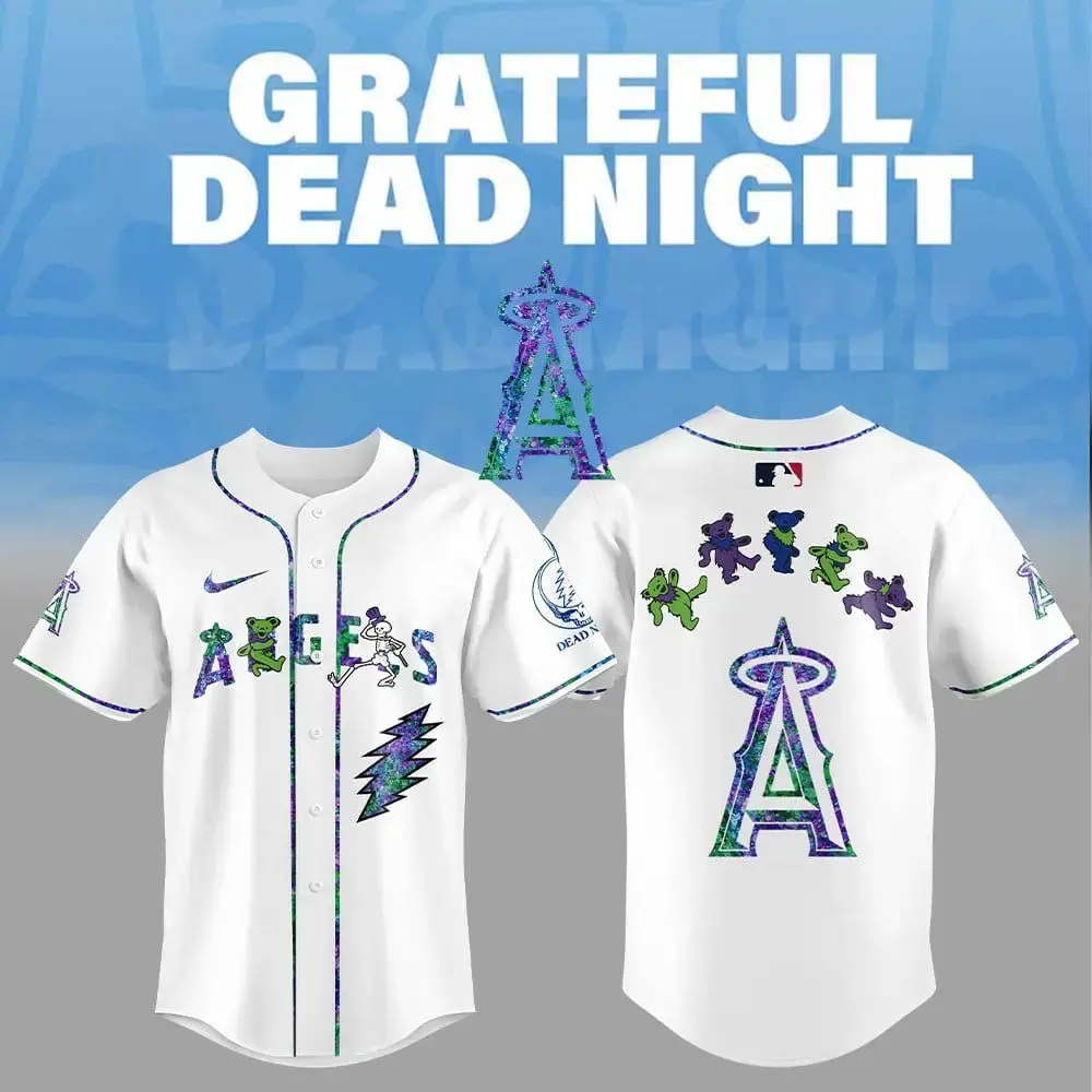 Angels City x Grateful Dead Night Baseball Jersey Shirt Gifts For Baseball Fans Image