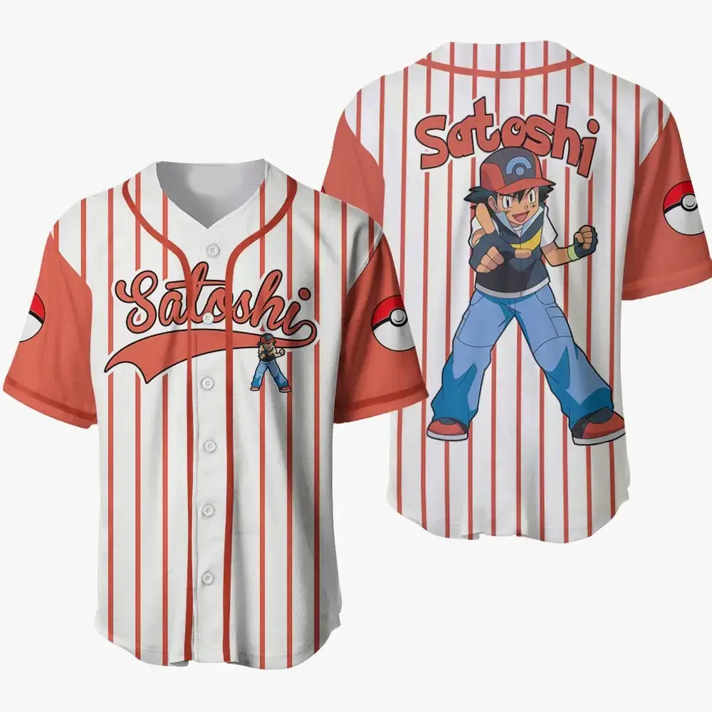 Anime-Inspired Baseball Jersey – Satoshi Design For Fans & Collectors Image