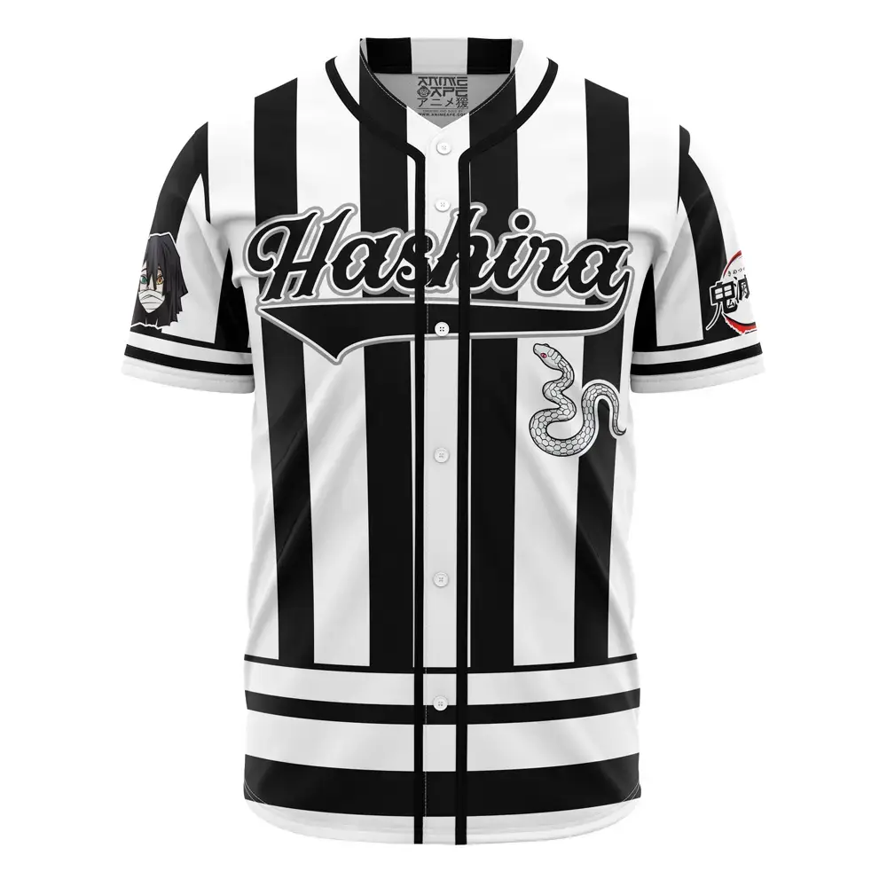 Anime-Inspired Black & White Striped Baseball Jersey - Stylish & Unique Design Image