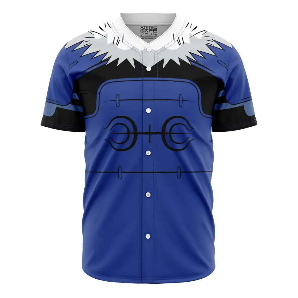 Anime-Inspired Blue Pattern Baseball Jersey - Stylish & Comfortable Fan Gear Image
