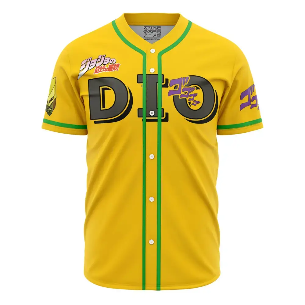 Anime-Inspired Yellow Baseball Jersey - Bold Dio Design - Stand Out In Style! Image