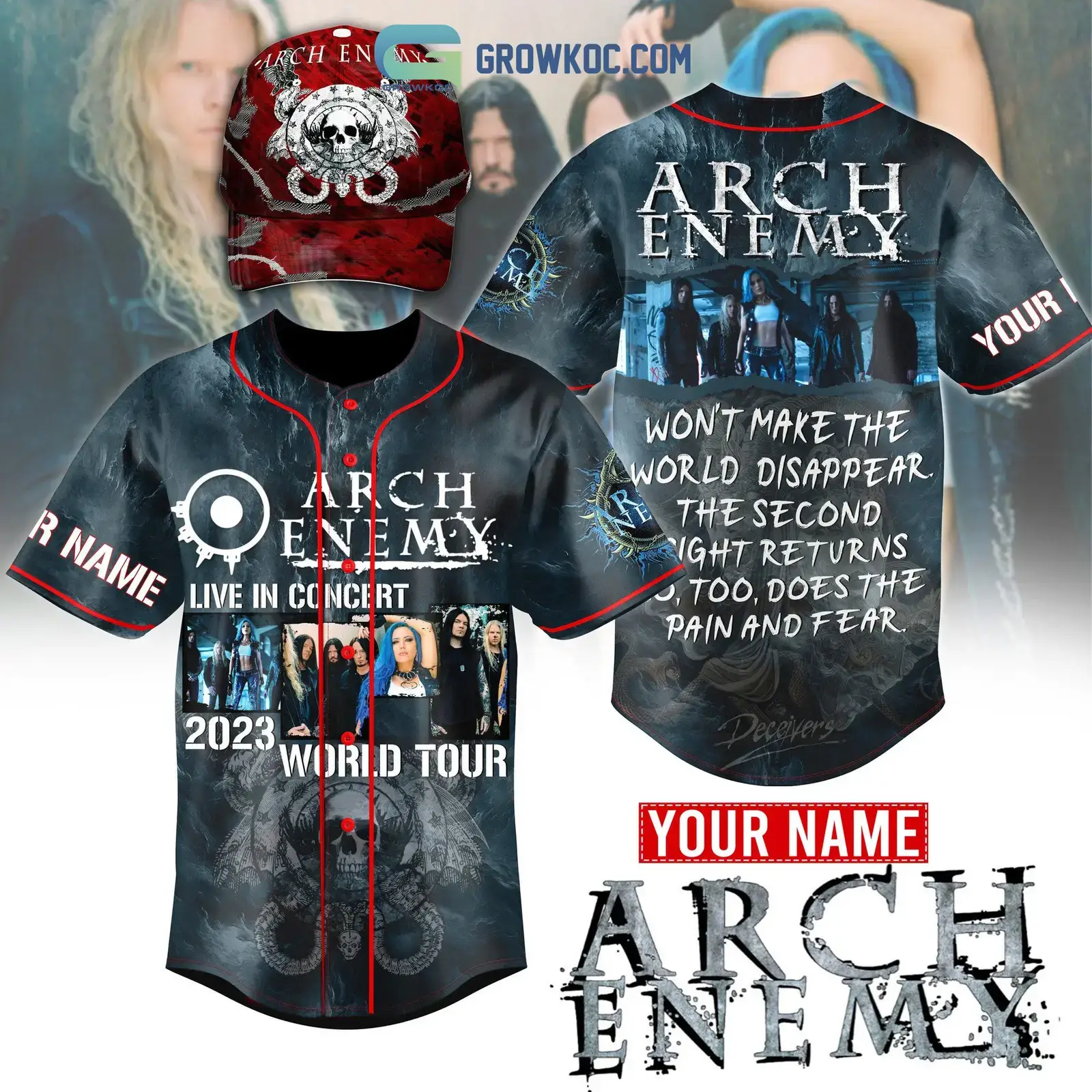 Arch Enemy Live In Concert World Tour 2023 Personalized Baseball Jersey Image