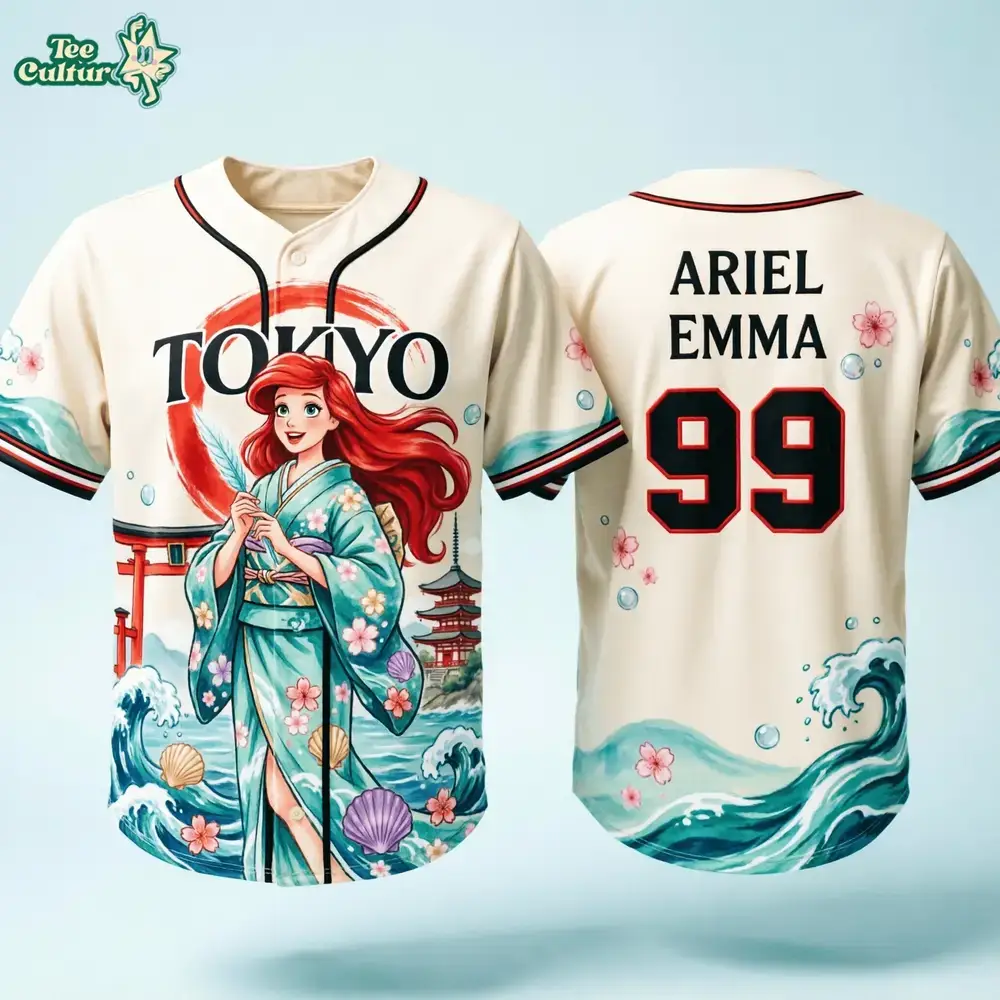 Ariel Tokyo Princess Anime Inspired Baseball Jersey Image