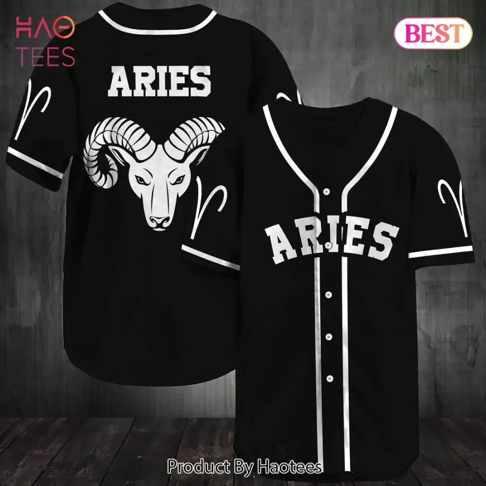 Aries Zodiac Baseball Jersey - Stylish Black Ram Design For Astrology Lovers Image