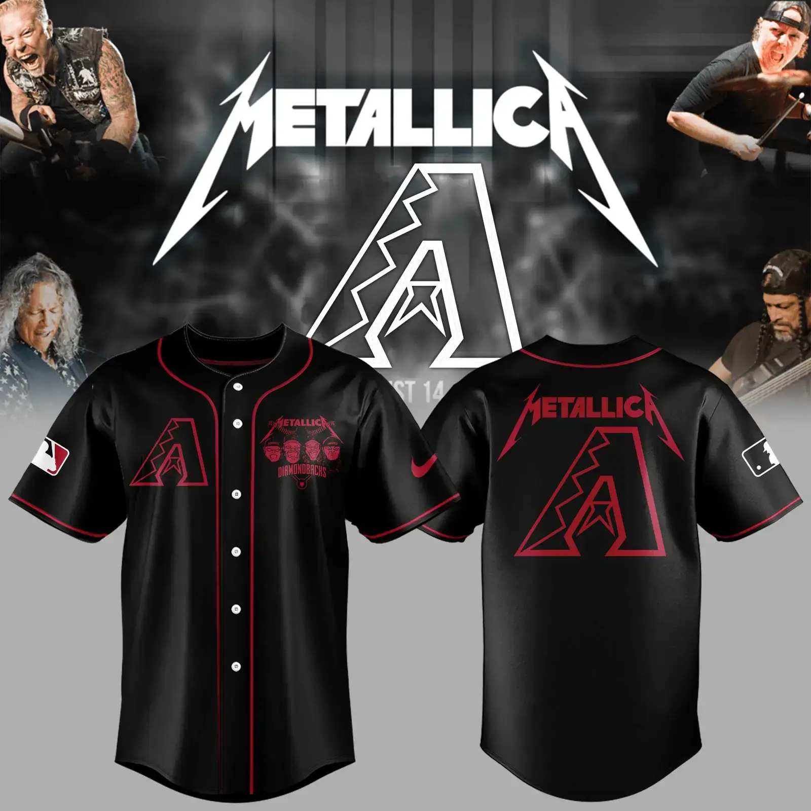 Arizona Diamondbacks Baseball Metallica Night Jersey Gifts For Baseball Players Image