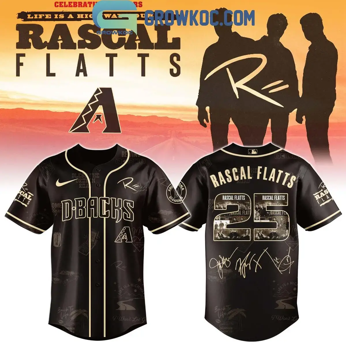 Arizona Diamondbacks Celebrating Rascal Flatts 25 Years Tour Jersey Image