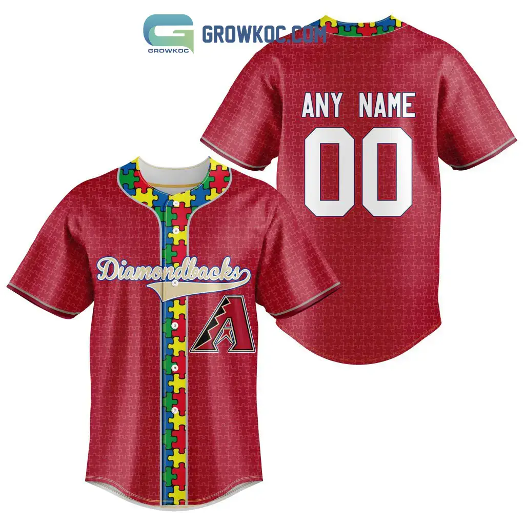 Arizona Diamondbacks MLB Fearless Against Autism Personalized Baseball Jersey Image
