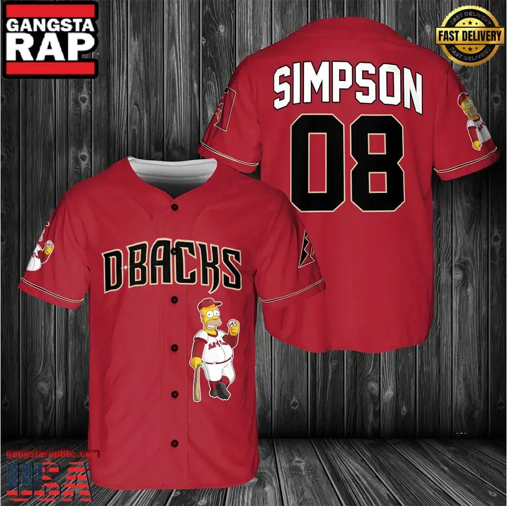 Arizona Diamondbacks MLB Simpson Baseball Jersey - MLB Fan Gifts Image