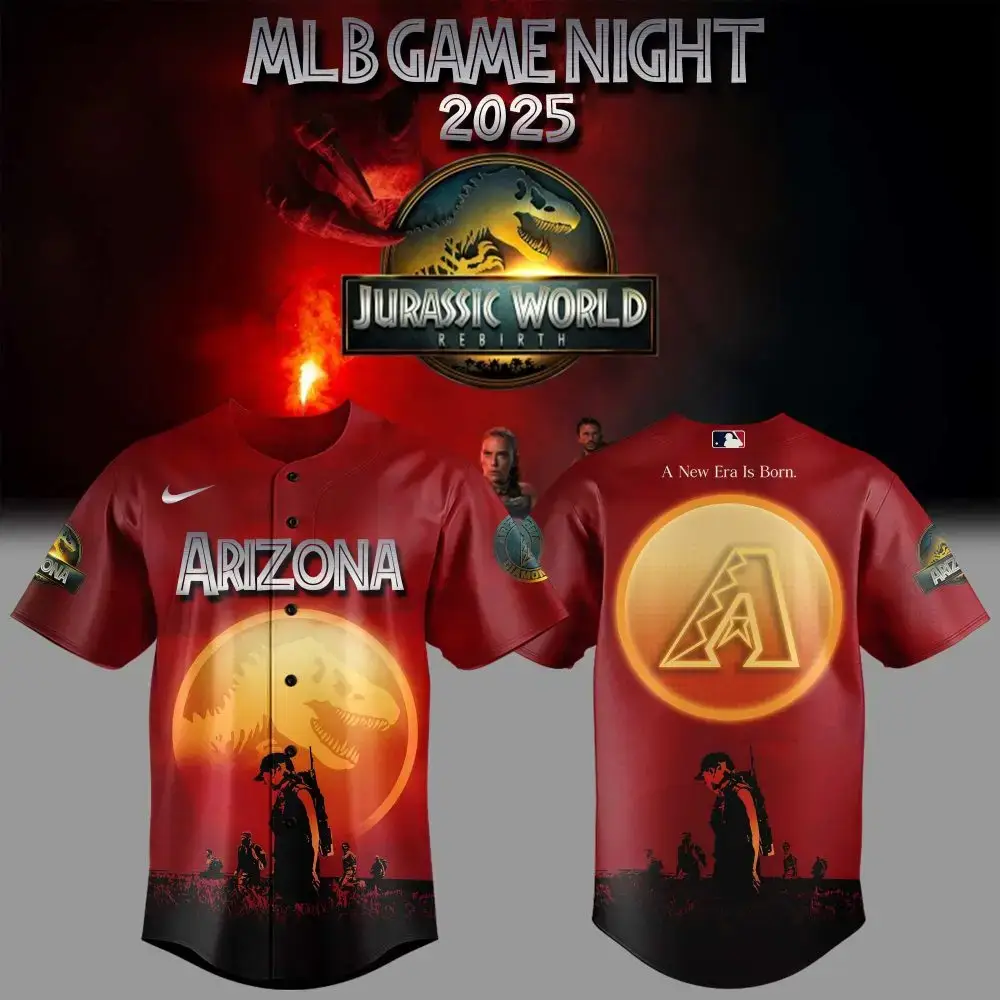Arizona Diamondbacks Mlb X Jurassic World New Era Baseball Jersey - Moodontee - Sports & More Image