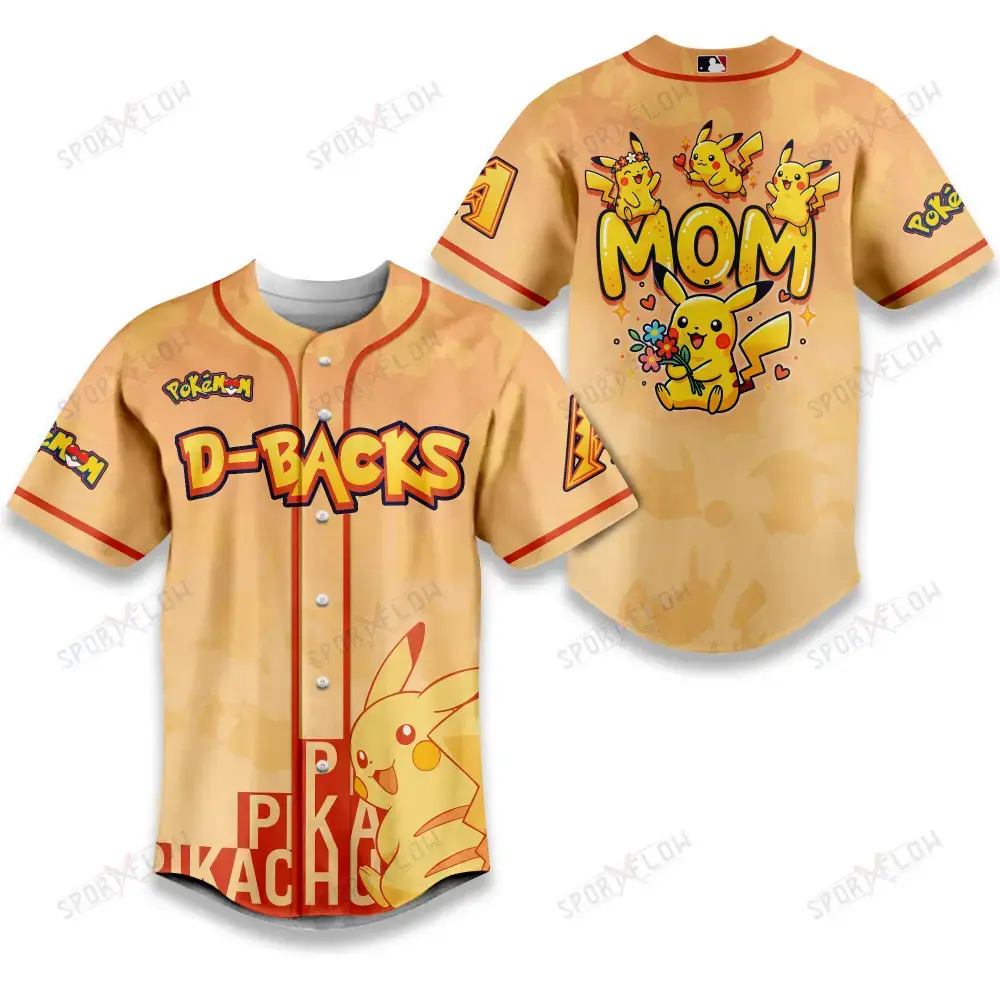 Arizona Diamondbacks Pikachu Mom Art Baseball Jersey Image