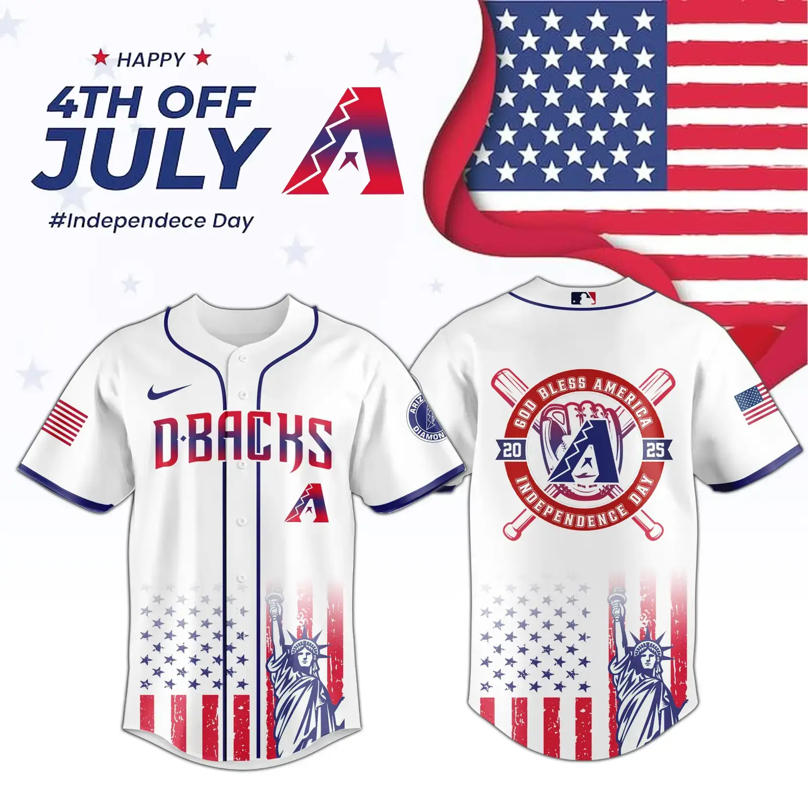 Arizona Diamondbacks Special Independence Day Edition Jersey Gifts For Baseball Fans Image