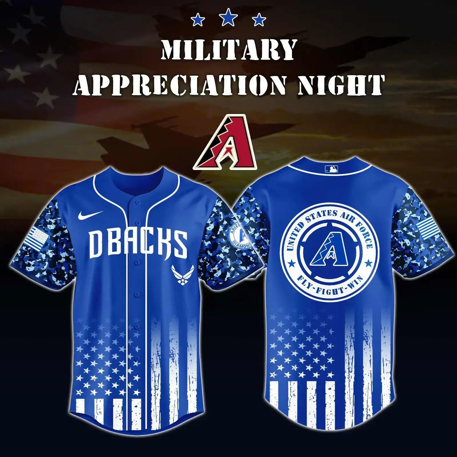 Arizona Diamondbacks x Air Force Military Appreciation Night Jersey Editions Arizona Diamondbacks Merch Image