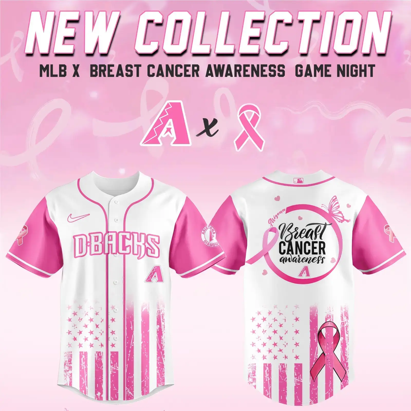 Arizona Diamondbacks x Breast Cancer Awareness Game Night Jersey Gifts For Baseball Lovers Image