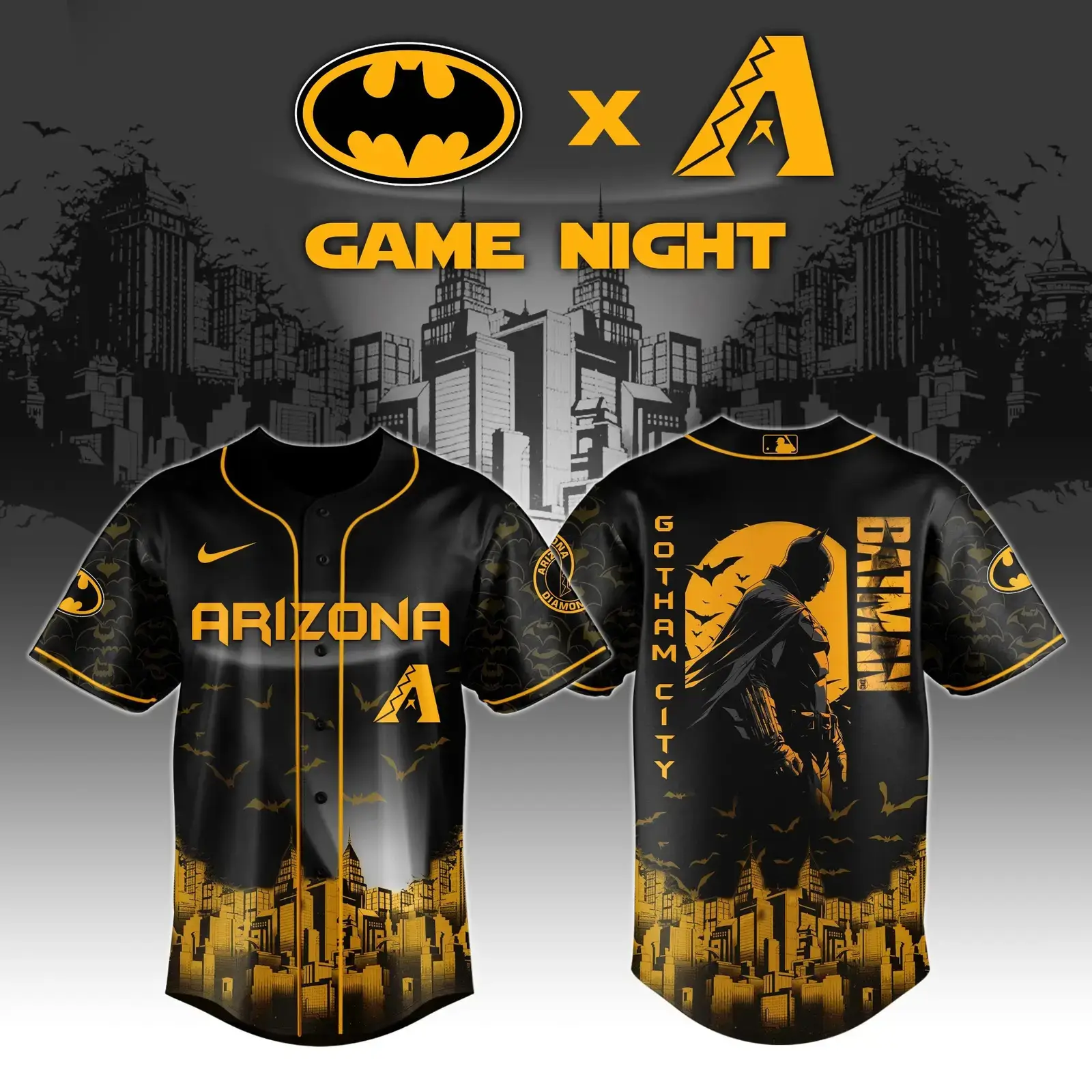 Arizona Diamondbacks x DC Batman Game Night Jersey Merch Baseball Fan Father's Day Gifts Image