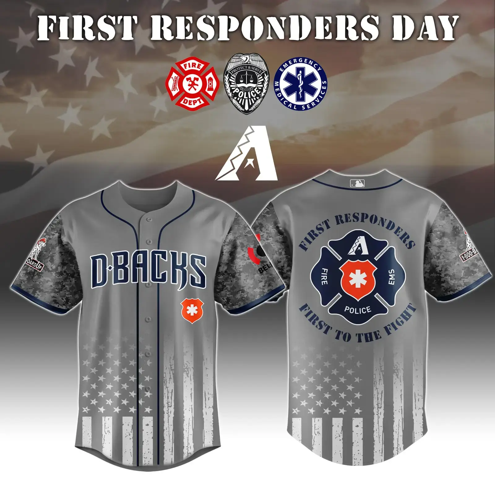 Arizona Diamondbacks x First Responders Jersey 2025 Gift For Baseball Fans Image