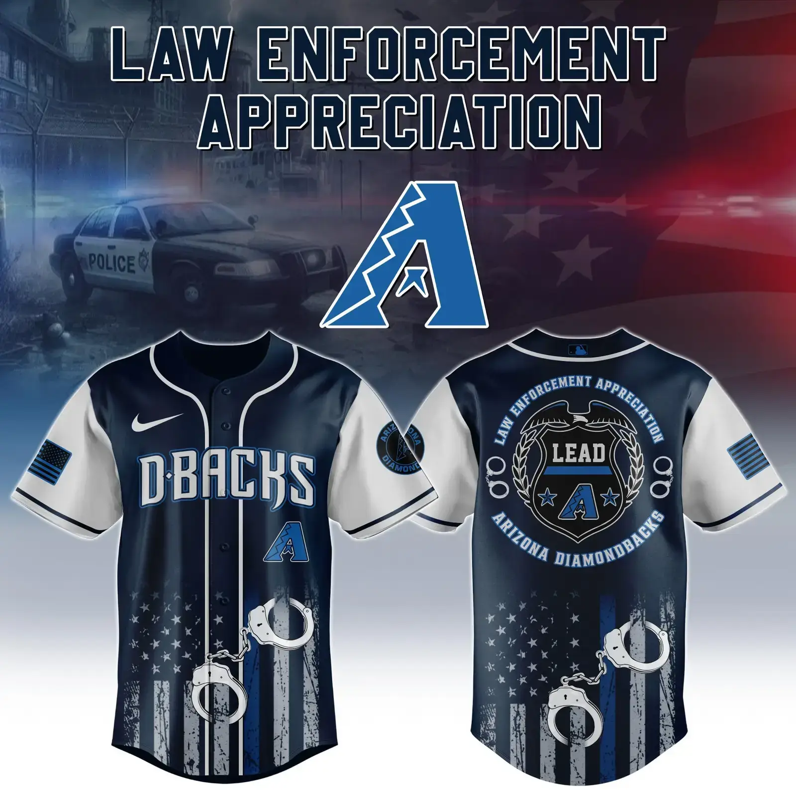 Arizona Diamondbacks x Law Enforcement Appreciation Day Jersey Gifts For Baseball Fans Image