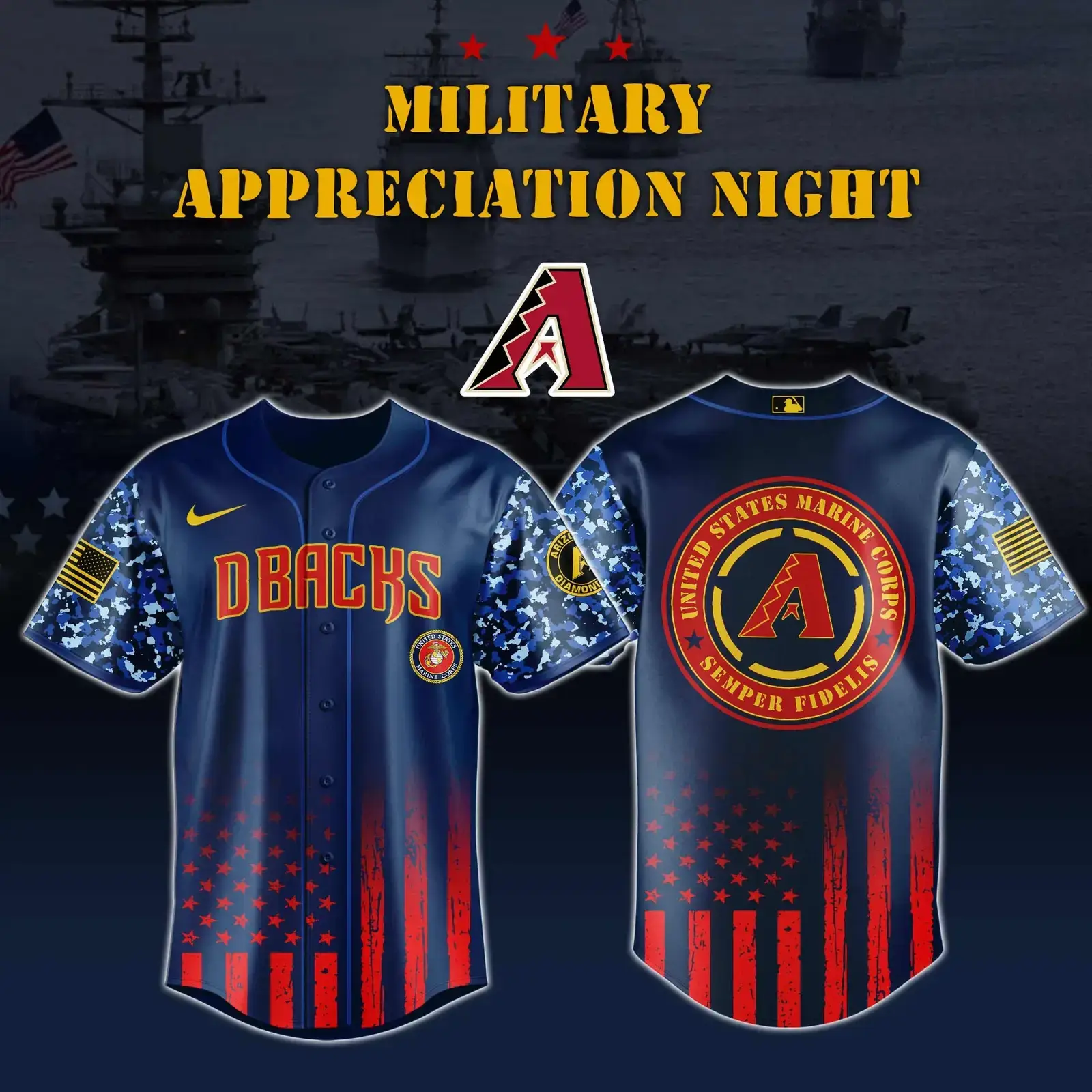 Arizona Diamondbacks x Marine Corps Military Appreciation Night Jersey Editions 2025 Arizona Diamondbacks Merch Image