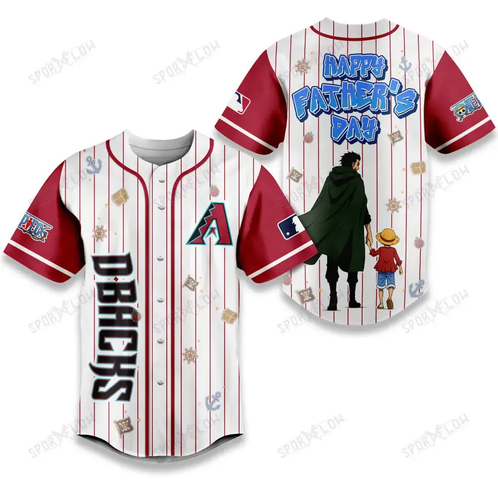 Arizona Diamondbacks X One Piece Dragon & Luffy Dad Baseball Jersey Image