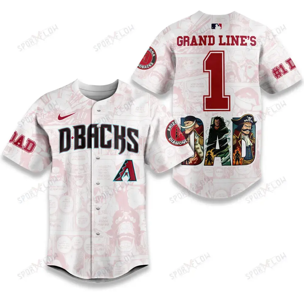 Arizona Diamondbacks X One Piece Grand Line'S #1 Dad Custom Baseball Jersey Image