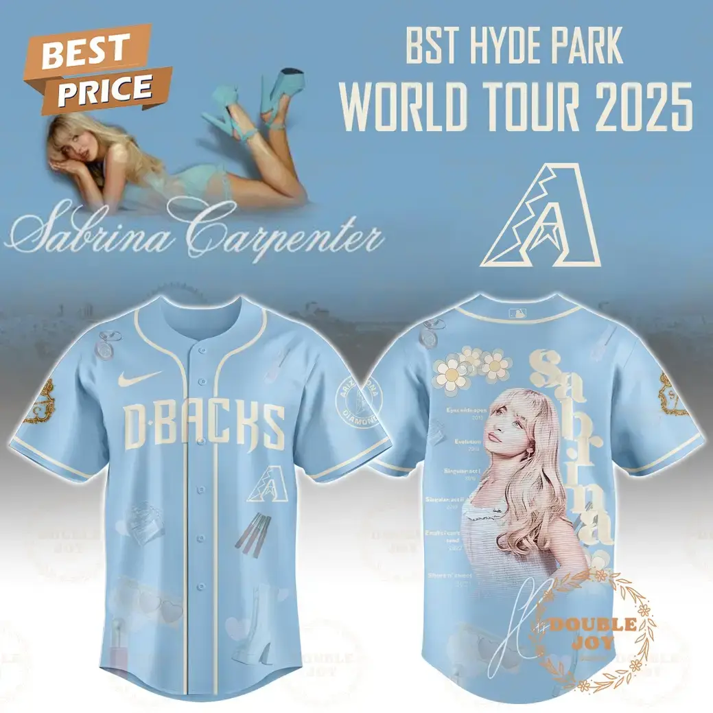 Arizona Diamondbacks x Sabrina Carpenter World Tour 2025 BST Hyde Park Blue Baseball Jersey Image