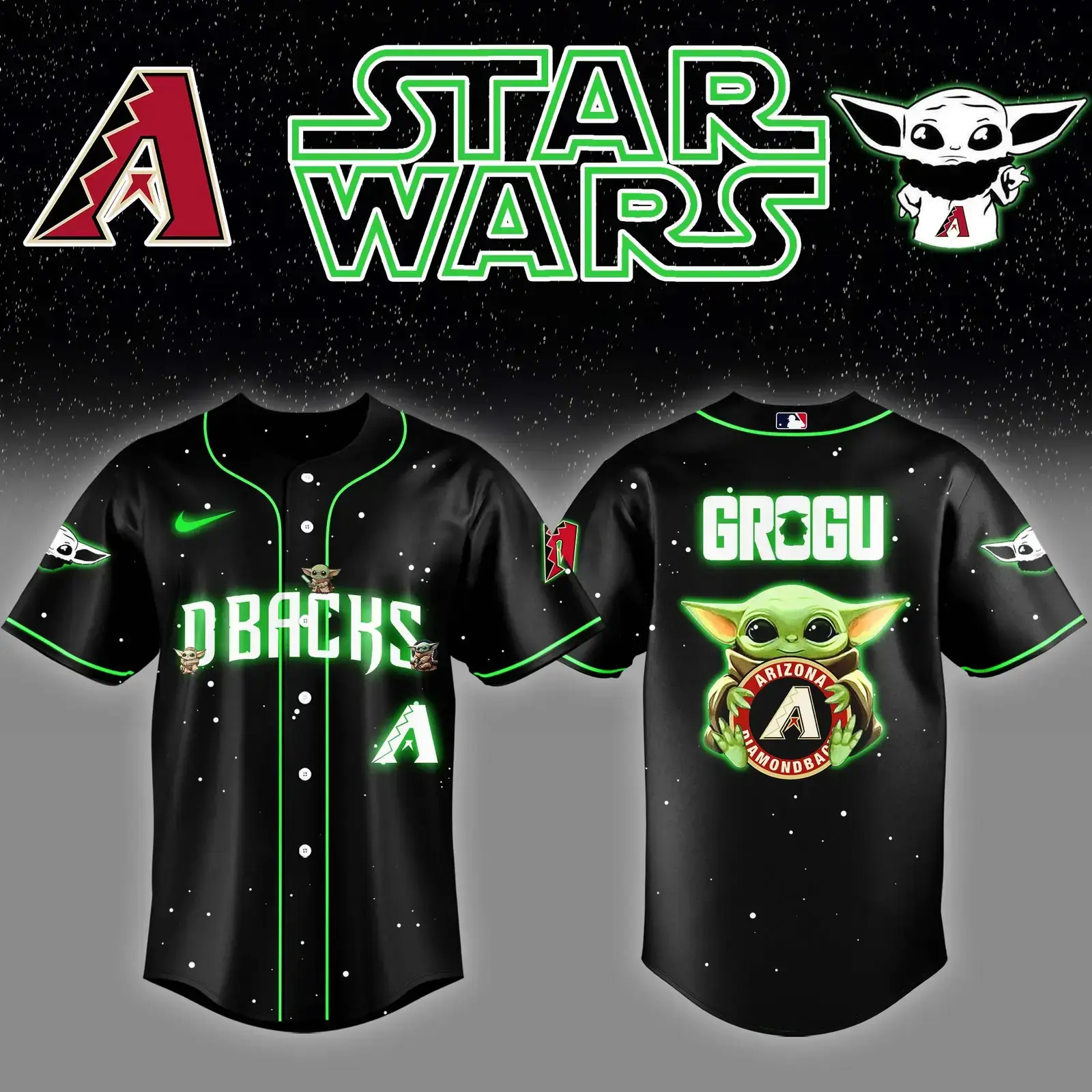 Arizona Diamondbacks x Star Wars Baby Yoda Game Night Baseball Jersey NHL Gifts For Fans Image
