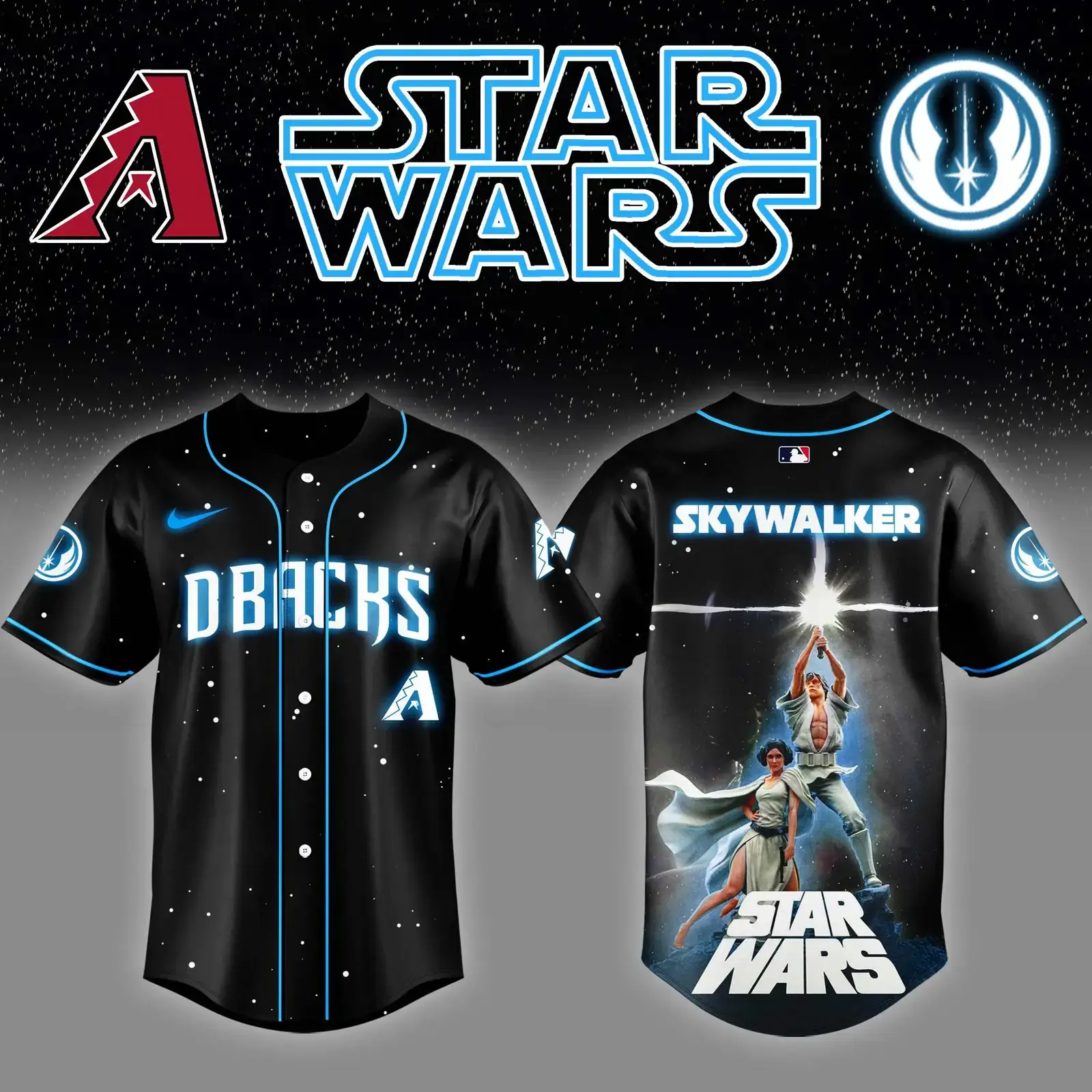 Arizona Diamondbacks x Star Wars Luke Skywalker Game Night Baseball Jersey Gifts For Fans Image