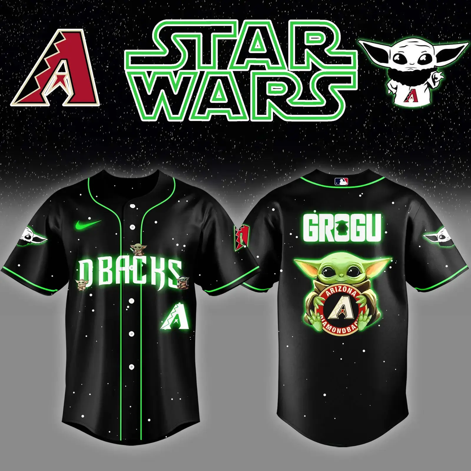 Arizona Diamondbacks x Stars Wars Grogu Night Baseball Jersey Baseball Gifts Image