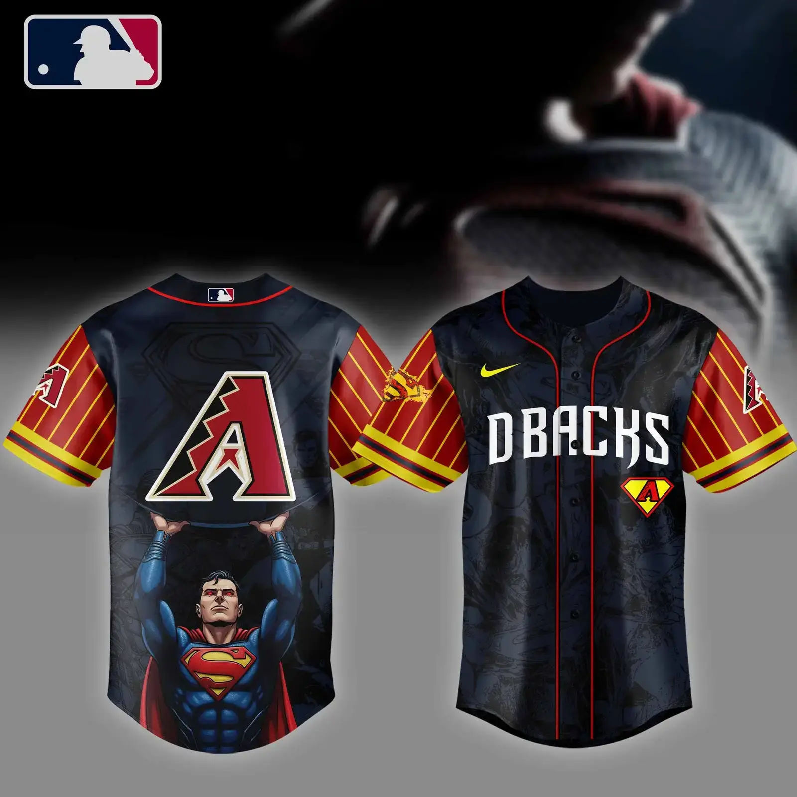 Arizona Diamondbacks x Superman Jersey Merch Diamondbacks Fan Father's Day Gifts Image